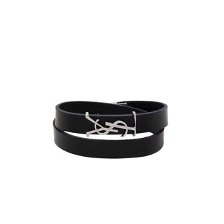 Yves Saint Laurent Bracciale Con Placca Logo 708795 In Pelle