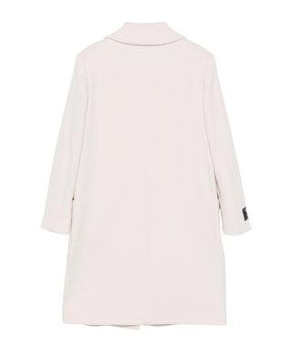 Balmain Cappotto avorio in lana con frange BV2B60-E0086