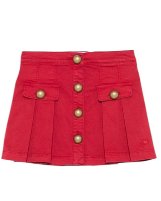 Philosophy Gonna a pieghe rossa in denim PFGO018.0