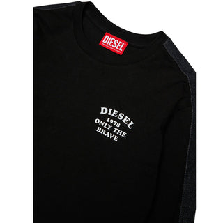 Diesel T-shirt Nera A Maniche Lunghe J02990-KYA1Y-K900 Per Bambino