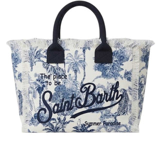 Mc2 Saint Barth Borsa Vanity In Canvas Con Fantasia Jungle Oceania VANI001/02156L