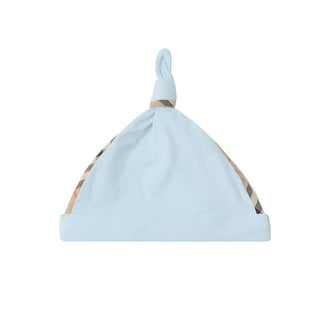 Burberry Tutina Azzurra In Cotone Con Cappellino E Bavaglino 8119821 Per Neonato