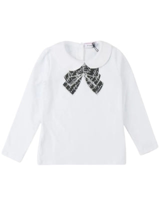 Pinko T-shirt bianca a maniche lunghe con stampa F4PIBGTH158