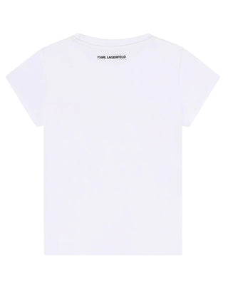 Karl Lagerfeld T-shirt bianca con stampa frontale Z30211