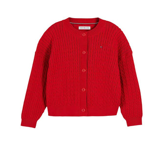 Tommy Hilfiger Cardigan Rosso In Cotone KG0KG09076-XLG Per Neonata