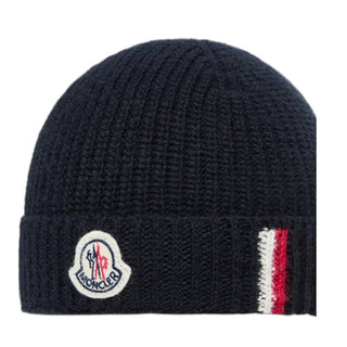 Moncler Cappello blu navy in lana con logo K29513B00013