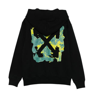 Off-White Felpa nera con zip e cappuccio OBBE001F25FLE0021059