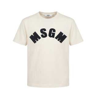 MSGM T-shirt Avorio Con Logo Blu F6MSJGTH096/013/21 Per Bambini