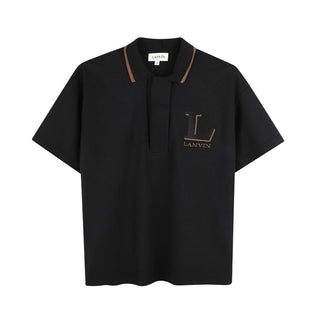 Lanvin Polo nera a maniche corte con logo N30289