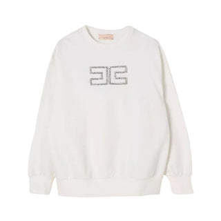 Elisabetta Franchi Felpa girocollo in cotone con strass EFFE151.0