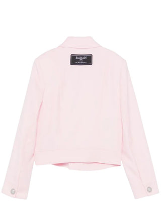 Balmain Giacca monopetto rosa da bambina BV2Q34-I0196