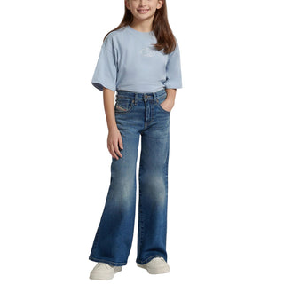 Diesel Jeans Gamba Larga In Denim Blu J00816-KXBU3-K01 Per Bambina