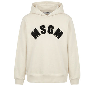 MSGM Felpa Avorio Con Cappuccio E Logo F6MSJGHS097/013 Per Bambini