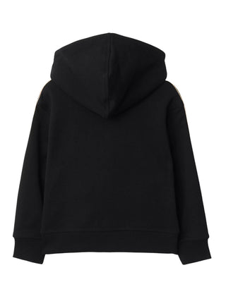 Burberry Felpa nera con cappuccio, zip e finiture Check 8108062