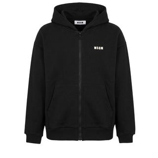 MSGM Felpa Nera Con Zip E Cappuccio F6MSJUZH035/110 Per Bambini