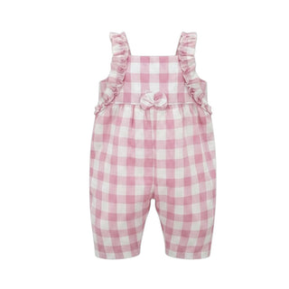 Lalalù Salopette A Quadri Rosa Per Neonata SLTL20R