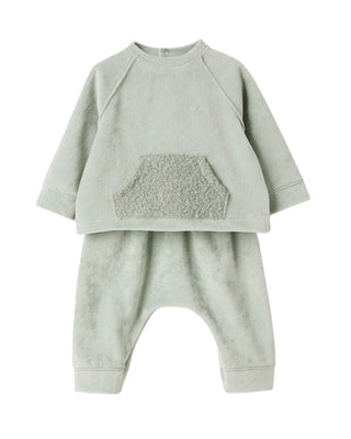 Teddy & Minou Completo in ciniglia verde da neonato I24CP054M0137