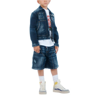 Dsquared2 Giubbino in denim blu con zip DQ3239-D0AFS-DQ01