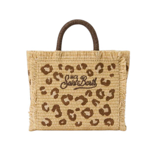 Mc2 Saint Barth Borsa Vanity Mini In Tessuto Effetto Paglia Con Motivo Leopardato VAMI009/00349L