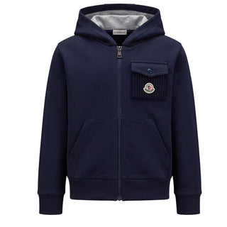 Moncler Felpa Blu Con Zip E Cappuccio L29548G00011-778 Per Bambino
