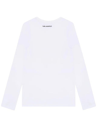 Karl Lagerfeld T-shirt bianca a maniche lunghe Z30209