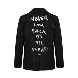 MSGM Blazer Nero A Righe Con Stampa F6MSJUJK199/110 Per Bambini