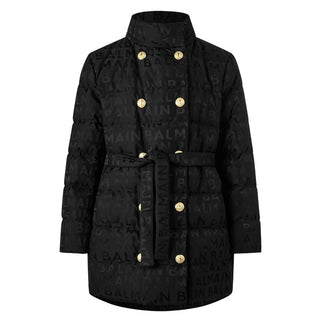 Balmain Giubbino lungo in nylon con cintura in vita BT2A00-B0056