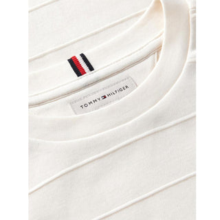 Tommy Hilfiger T-shirt Avorio Con Righe Jacquard KB0KB10644-Z00J Per Bambino