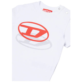 Diesel T-shirt bianca a maniche corte con Oval D K00765-0GRAI-K100