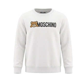 Moschino Felpa Avorio In Cotone Con Stampa HWF05R Per Bambini