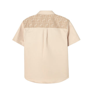 Fendi Camicia Beige In Gabardine Con Logo JMC204-AS5Y