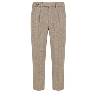 Emanuel Pris Pantaloni Beige In Tessuto A Spina Di Pesce EPT6306-18B Per Bambino