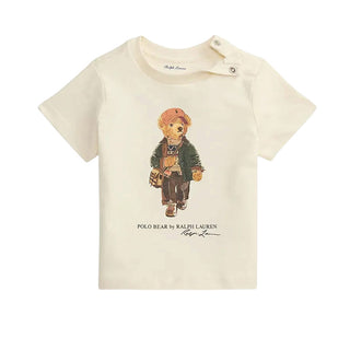 Polo Ralph Lauren T-shirt Avorio Con Polo Bear 320B27298001 Per Neonato