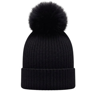 Moncler Cappello Nero In Lana Con Pompon L29543B00007-999 Per Bambini
