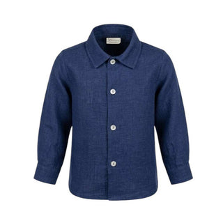 J.o Milano Camicia Blu In Lino Per Bambino 676Z9J