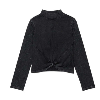 Diesel T-shirt Nera Con Strass J03011-KYA2K-K900 Per Bambina