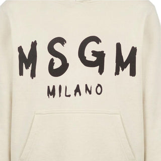 MSGM Felpa Avorio Con Cappuccio E Logo F6MSJUHS011/013 Per Bambini