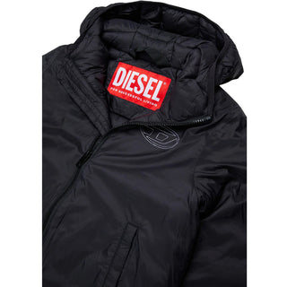 Diesel Giubbino Imbottito Nero Con Cappuccio J02884-KXBVE-K900 Per Bambini