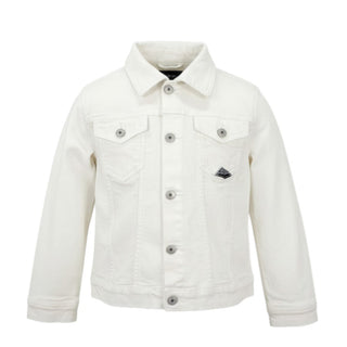 Roy Roger's Giubbino in denim bianco con logo RG111
