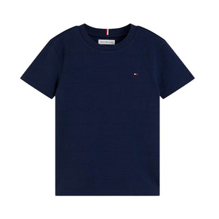 Tommy Hilfiger T-shirt Blu Con Righe Jacquard KB0KB10644-C1GJ Per Bambino
