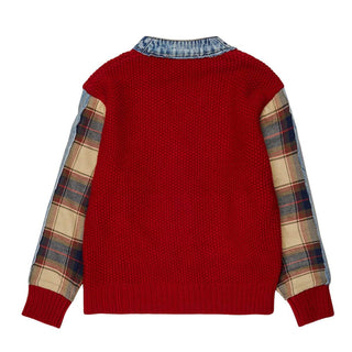 Dsquared2 Cardigan In Lana Con Dettagli In Denim DQ3407-D0AJC-DQ452 Per Bambini