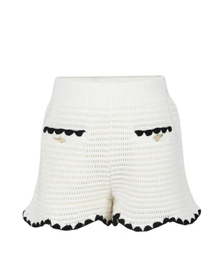 Self-Portrait Shorts avorio all'uncinetto da bambina PF24-719SK