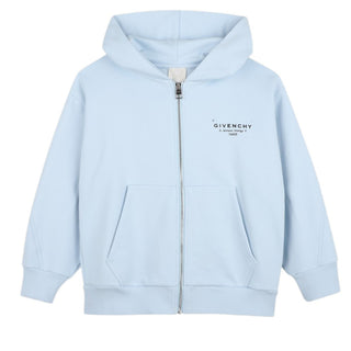 Givenchy Felpa Celeste Con Zip E Cappuccio Per Bambini H31076/77L
