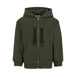 Lanvin Felpa verde con zip e cappuccio N30314