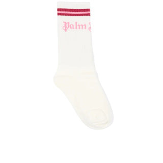 Palm Angels Calzettoni bianchi con logo jacquard PGRA005F25KNI0010330
