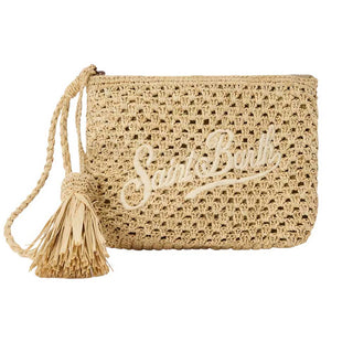 Mc2 Saint Barth Pochette In Rafia Intrecciata Naturale Con Logo Ricamato RAFP001/00878L