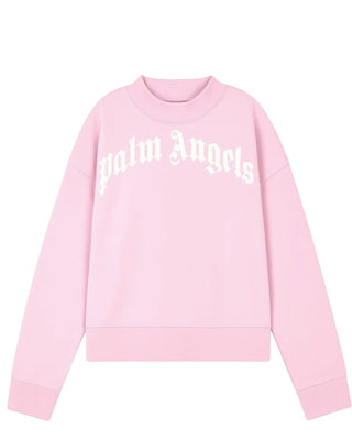 Palm Angels Felpa girocollo con logo curved PGBA013C99FLE0043B03