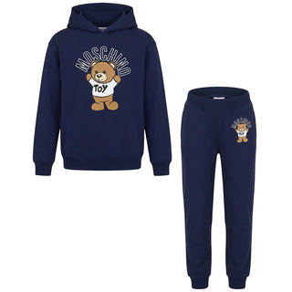 Moschino Tuta Blu Con Stampa Per Bambino HUK02Z