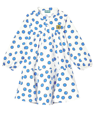 Kenzo Abito bianco in popeline da bambina K60673