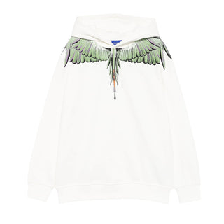 Marcelo Burlon Felpa bianca con cappuccio e ali F5CMJBHS060